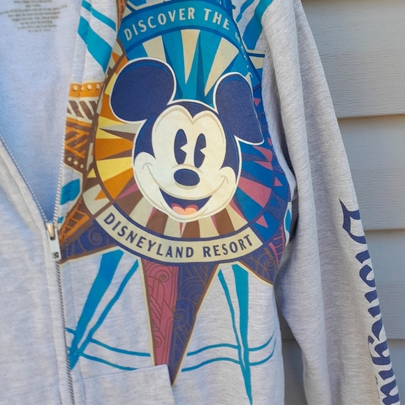 Disney Parks Resort Mickey Mouse Compass Gray Full Zip Hoodie Sweatshirt Small - Picture 2 of 7